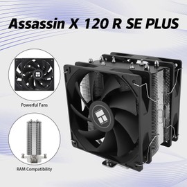 Thermalrlght Assassin X 120R SE Plus CPU Cooler, 4×6mm Heat Pipes, 1550RPM Speed 120mm PWM Quiet Fan CPU Cooler with S-FDB Bearing, for AMD AM4 AM5/Intel 1700/1150/1151/1200,Computer CPU Cooler