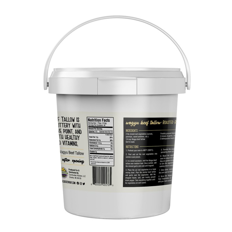 Premium Wagyu Beef Tallow | Rendered | 1.5 lb Tub