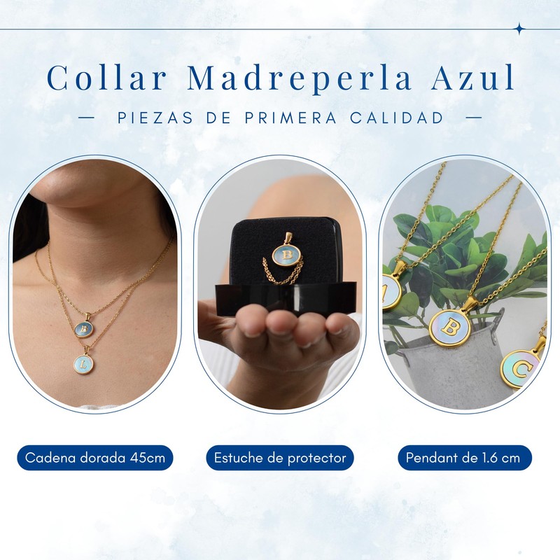Collar con Cadena de Acero Inoxidable y Dije de Inicial