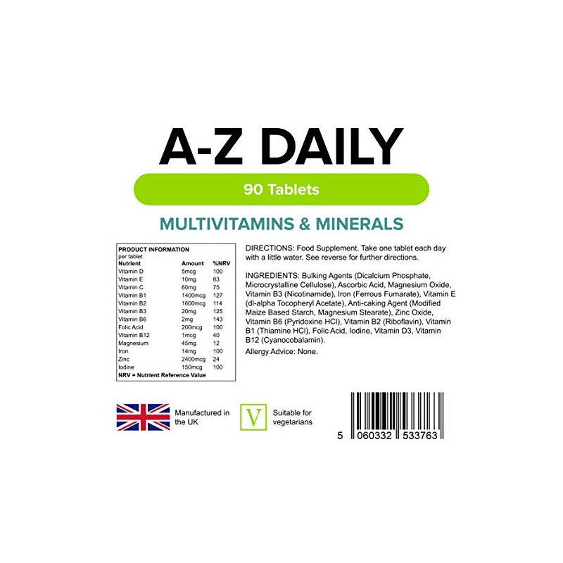 Complete A-Z Daily Multivitamin 2-Pack 180 Tablets Men/Women Multi Vitamin