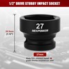 MIXPOWER 1/2" Drive Stubby Impact Socket,CR-MO,27mm,6-Point,Metric,Radius Corner Design, Axle Nut