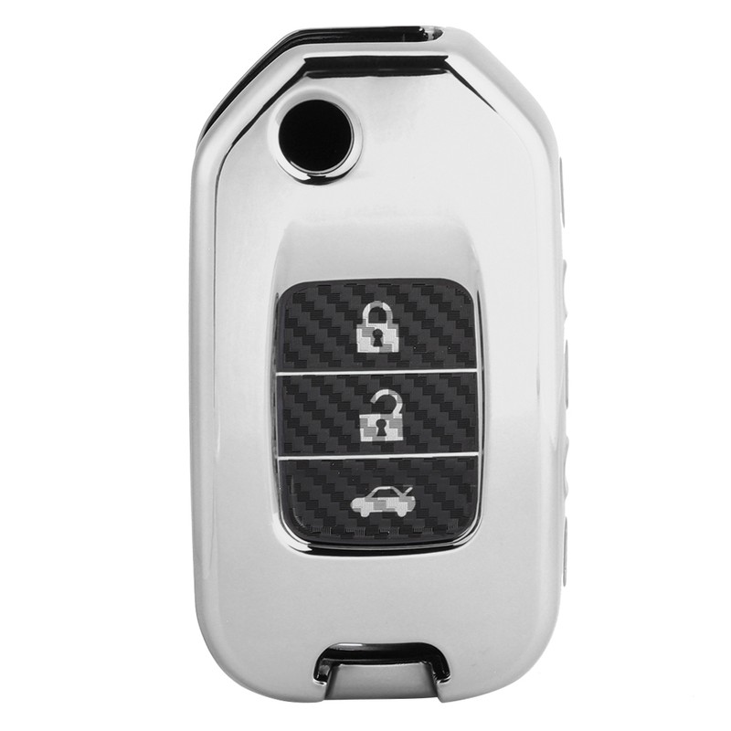 Carbon Fiber Style Folding Car Key Fob Cover Protective Case