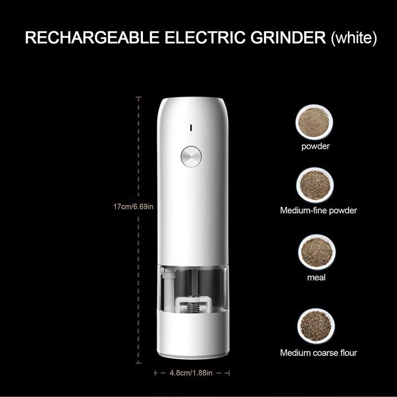 Electric Pepper Grinder Black Usb Charging High Hardness Wear Resistant