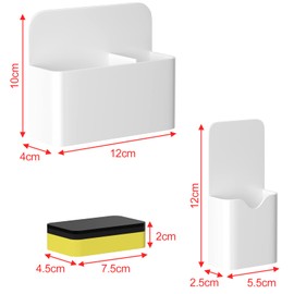 Fousenuk Pack of 3 Magnetic Pen Holder with Sponge, Marker Holder Pen Container, Pen Holder, Marker Holder for Fridge, Whiteboard, Locker (White)
