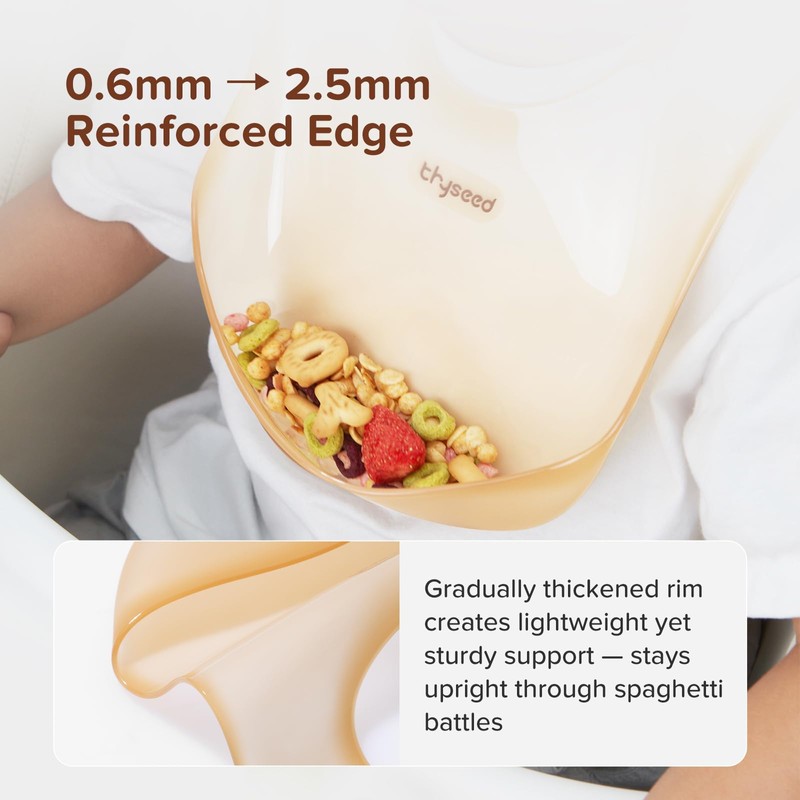 thyseed Ultra Thin & Light Waterproof Silicone Bibs for Babies