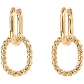 14K Gold Convertible Link Earrings for Women | Paperclip Link Chain Earrings | Drop Dangle Earrings (Golden color, One size)