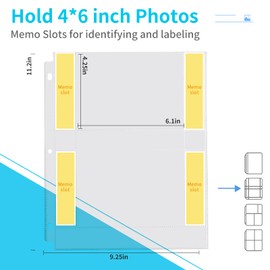 Fabmaker 30 Pack Photo Sleeves for 3 Ring Binder - (4x6, for 120 Photos), Archival Photo Page Protectors 4x6, Clear Plastic Photo Album Refill Pages Photo Pockets, Postcard Sleeves, Acid-Free