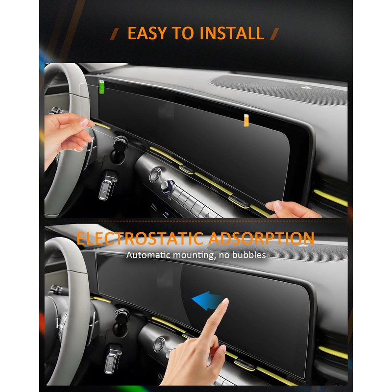 CDEFG 2Pcs for 2023-2025 2026 Hyundai Kona Screen Protectors, 12.3