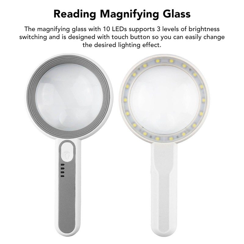 Magnifying Glass 11X Rechargeable 3 Levels Brightness Portable Handheld Magnifier
