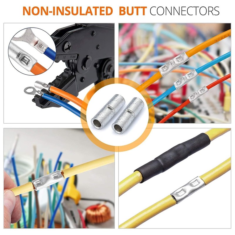 SVAAR 6 PCS 00 Gauge Non Insulated Butt Connectors 2/0
