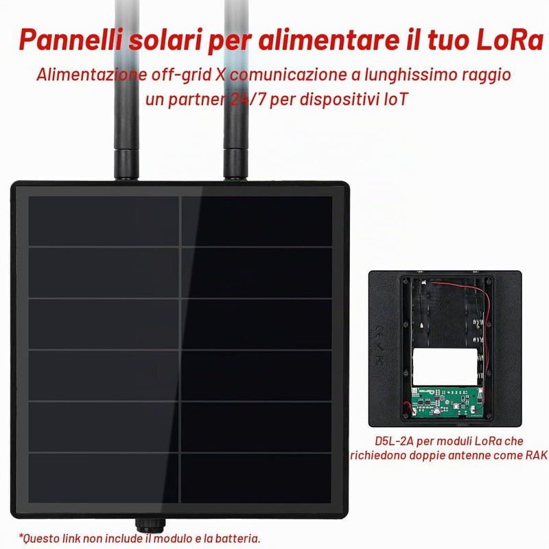 D5-2A 5W Solar Panel System for Rak4631 LoRa Module for