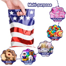 PintreeLand 4th of July Party Favor Bags 40PCS, Patriotic Red Blue White Goodie Treat Bags with Handle for Independence Day Party Supplies (Style A)
