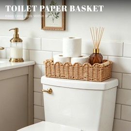 Paper Rope Storage Basket Set of 2, Toilet Paper Basket for Bathroom