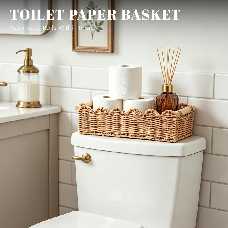 Paper Rope Storage Basket Set of 2, Toilet Paper Basket