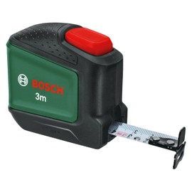 Bosch Tape Measure 3 m (Autolock; 19 mm Wide Tape; Nylon Coated; Accurate 3 Metre Tape Measure with Metric Scale; with Two-Direction Hook and Metal Belt Clip)