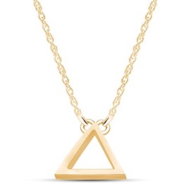 Wishrocks Classical Simple Plain Triangle Shape Pendant Necklace Jewelry for Women in 14K Yellow Gold Over Sterling Silver Along with 18" Chain