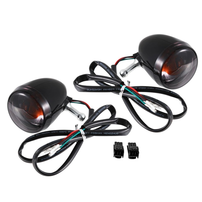 Front Gloss Black Bullet Smoked Turn Signals For Harley 2004-2013