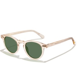 AVAWAY Small Face Sunglasses Women's Vintage Retro Polarised Sunglasses for Small Face AV206, A5 Transparent Yellow - Green Lens