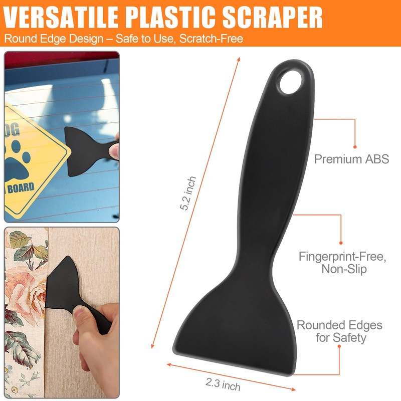 NECAMOCU 4 Pack Razor Blade Scraper, Premium Cleaning Scraper Tool