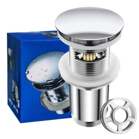 Universal Sink Plug with Overflow, Pop Up Drain Fitting for Washbasin, Drain Plug for Washbasin and Drain Valve