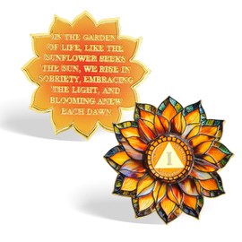 CHURYUML Sunflower 1 Year Sobriety Coin - One Year Sober Chip, Affirmation AA Coins Recovery Medallions Alcoholics Anonymous Token Inspirational Sobriety Gifts for Women & Men Celebrating Milestones