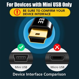 AGVEE 2 Pack 10ft USB-C to Mini USB Cable, Gold Plated End Tips, Braided Durable Mini-B 5-Pin to Type-C Data Charging Charger OTG Cord for Hero 3+, Canon Nikon Camera, GPS, Blue Yeti, Red