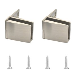 UFURMATE Glass Door Hinge 2 Pieces Frameless Glass Door Hinge 90 Degree Side Mounted Glass Door Hinge Single Side Glass Clamp Hinge with Screws for 3-5mm Thick Glass (Brushed)