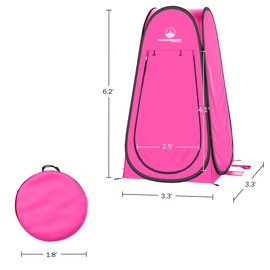 Wakeman Pop Up Pod - Privacy Shower Tent, Dressing Room, or Portable Toilet Stall with Carry Bag for Camping, Beach, or Tailgate by Wakeman Outdoors (Pink)