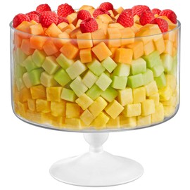 Barski European Large 170 oz Trifle Bowl - Glass Trifle Bowl on White Pedestal - 5 Quarts - 9.5 Inch Round Serving Bowl Decoration Dish - Layering Cake Plate Display Stand for Dessert, Fruit, Salad