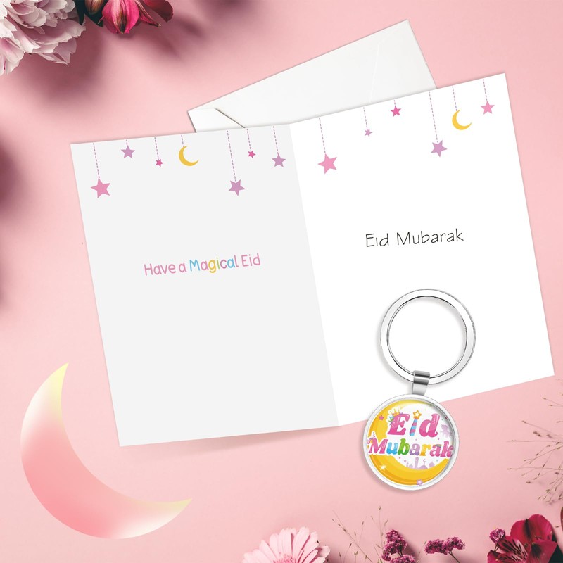 DPKOW Unicorn Eid Mubarak Card for Kids, Happy Eid Card,