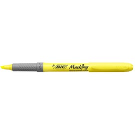 BIC 811935 Pack of 12 Yellow Bevelled Tip Marker Pens (Yellow, Bevelled Tip, Yellow, Grey, Round, 12 Pieces)