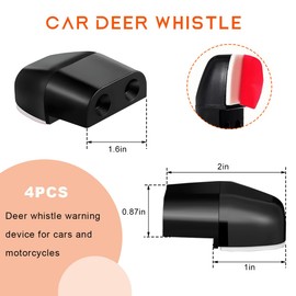 BWBWND 4 PCS Deer Whistles for Cars, Save Deer Avoid Collisions Animal Alert Device with Rubber Mounts, Universal Vehicle Horn Sensor Compatible with Trucks Motorcycles SUVs (Black)