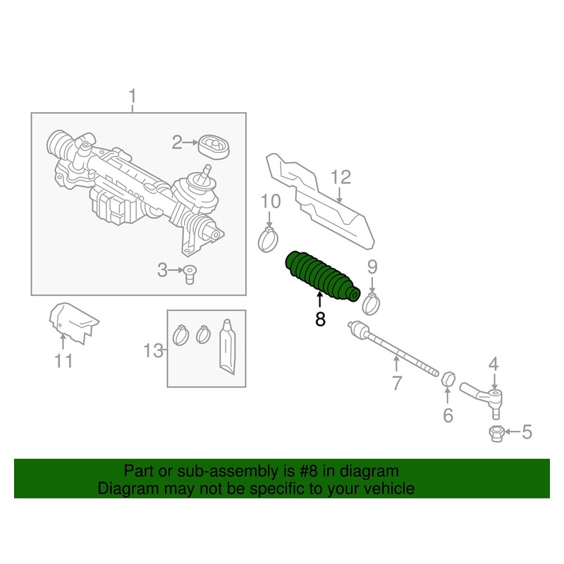 Volkswagen 1K0 423 831 B, Rack and Pinion Bellow
