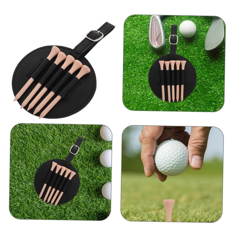 BIUDECO Elegant Pu Leather Golf Tee Holder Bag Storage Case
