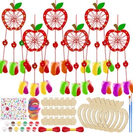 Briwooody 30 Sets DIY Heart Dream Catcher Craft Kit for Kids Paint You Own Love Heart Dream Catcher Bulk Coloring Wooden Art Craft Gifts for Valentine's Day Activity Project Decoration