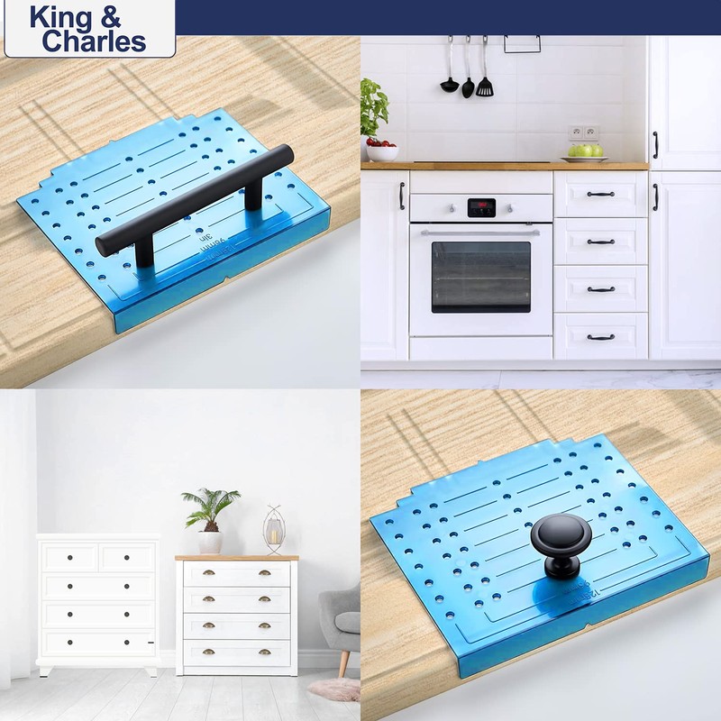 King&Charles Cabinet Hardware Template with Center Punch, Cabinet Handle Template