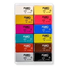 STAEDTLER 8013 C12-2 FIMO Leather-Effect Oven Hardening Modelling Clay - Assorted Colours (Pack of 12 x 25 g Half Blocks)