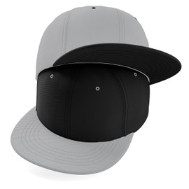 Daxton Classic Blank Snapback Flat Bill Visor Hat Cap Adjustable Back - Light Grey Black, Black Light Grey