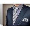 S&W SHLAX&WING Striped Men's Ties Grey with Silver Black Stripes
