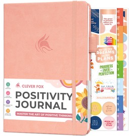 Clever Fox Positivity Journal – Daily Gratitude & Affirmation Journal with Prompts – Motivational Mental Health Journal for Women & Men with Habit Tracker – Lasts 6 Months, A5 Size (Light Pink)