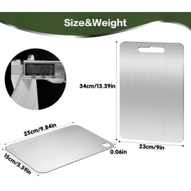 Pack of 2 Titanium Chopping Board, Stainless Steel Chopping Board, Hygienic Chopping Board, Metal, Stainless Steel Chopping Boards for Kitchen, Metal Chopping Board, Double-Sided Grade Chopping Board