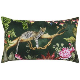 Evans Lichfield Leopard Outdoor Cushion Cover, Forest, 30 x 50 cm