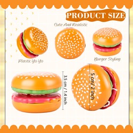 Drayear 54 Pieces Hamburger Yo Yo Toys Novelty Beginner Responsive Ball Bulk Plastic Burger Yo Yo Toy for Birthday Classroom Prizes Burger Party Favors Goodie Bag Fillers