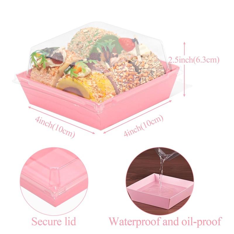 ROSPAKTEK 60Pack 4x4x2.5 Inches Charcuterie Boxes with Clear Lids -