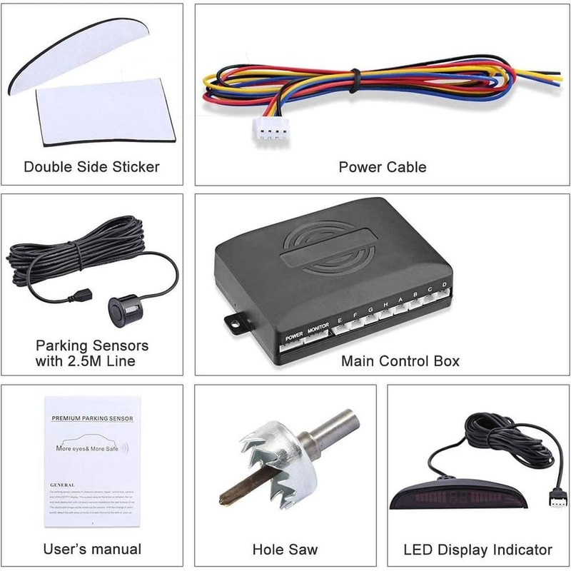 TOTMOX Car Reverse Parking Radar System 8 Reversing Sensors Kit