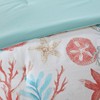 Coral & Teal Seashells, Starfish, Beach King Comforter Set (7