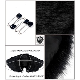 keland Viking Faux Fur Collar for Men Scarf Capelet Wrap Costume Accessory, S-black