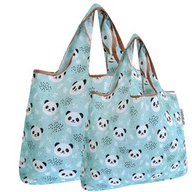 allydrew Large & Small Foldable Tote Nylon Reusable Grocery Bags, Set of 2, Set of 2, Panda, Large & Small, Allydrew Large & Small Foldable Tote Nylon Reusable Grocery Bags, Set of 2