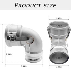 SAFBY Aluminum Type DA Camlock Fitting, 90° Elbow, 4" Female x 4" Male (DA90-40-AL), Industrial-Grade Liquid Transfer Coupling for Petroleum, Chemicals & Water