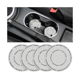 Sandfren Bling Car Cup Holder Coaster, 4PCS Silicone Crystal Rhinestone Anti Slip Vehicle Drink Mat, Soft Automotive Interior Water Bottle Pad Accessories, Universal for SUV Truck (White)